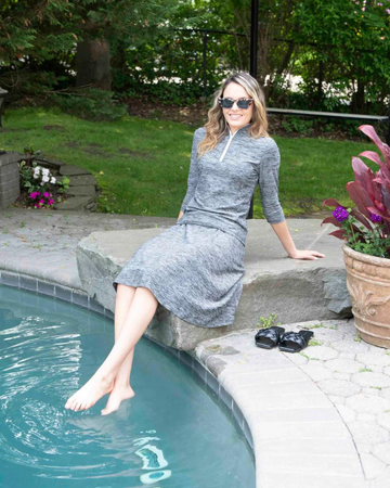 Flamingo FHZSGR Heather Grey Half Zip 2 Piece Swim Top & Skirt Set myselflingerie.com